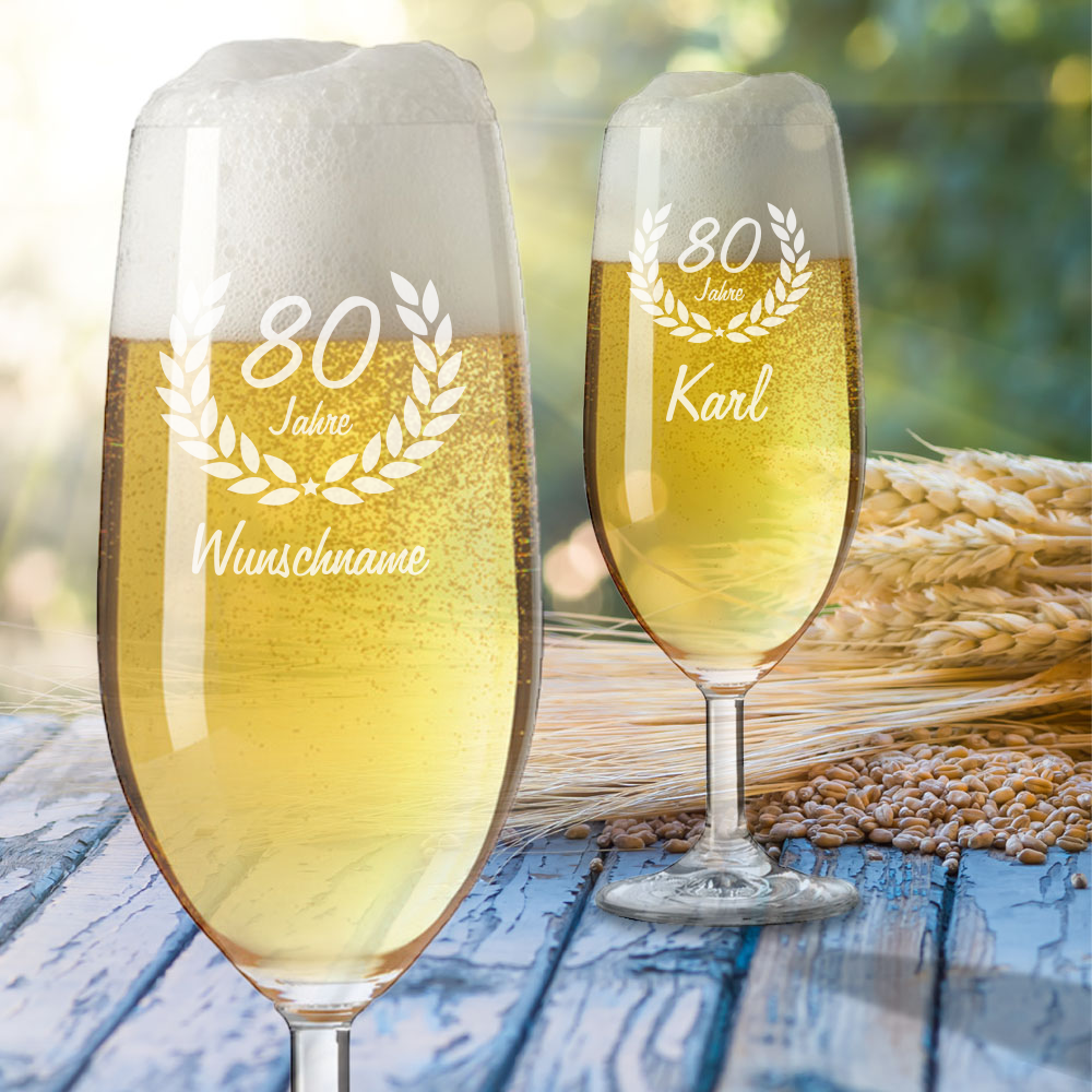 Personalisiertes Bierglas zum 80. Geburtstag von Trendgravur