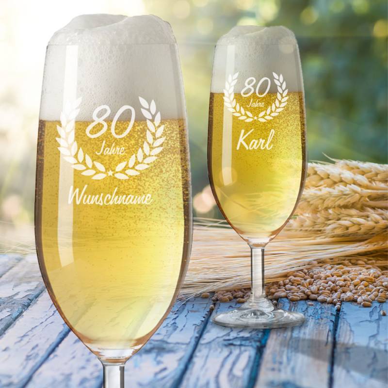 Personalisiertes Bierglas zum 80. Geburtstag von Trendgravur