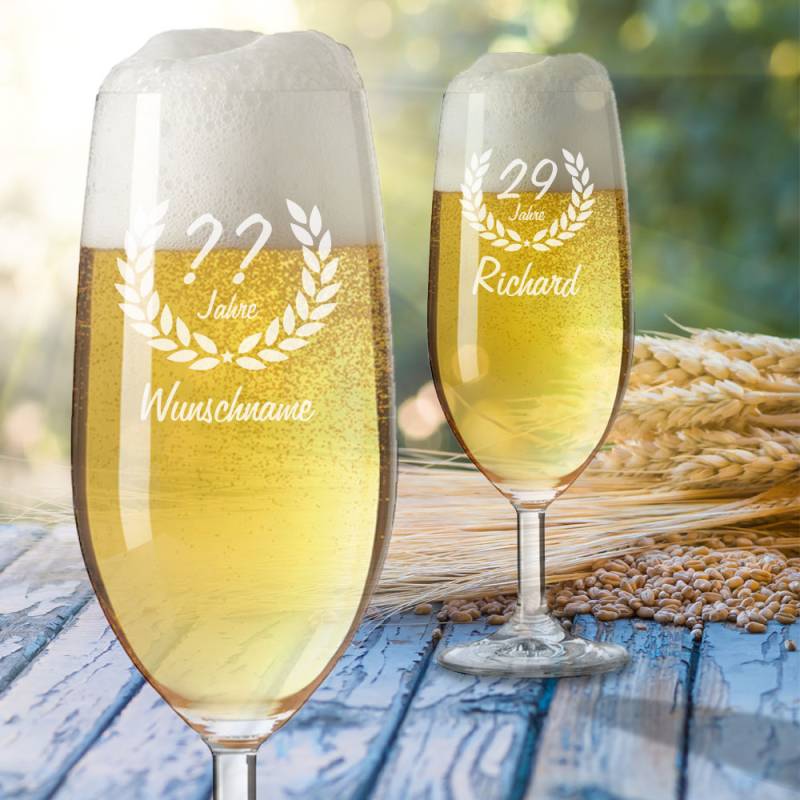 Personalisiertes Bierglas zum Geburtstag - Wunschjahr von Trendgravur