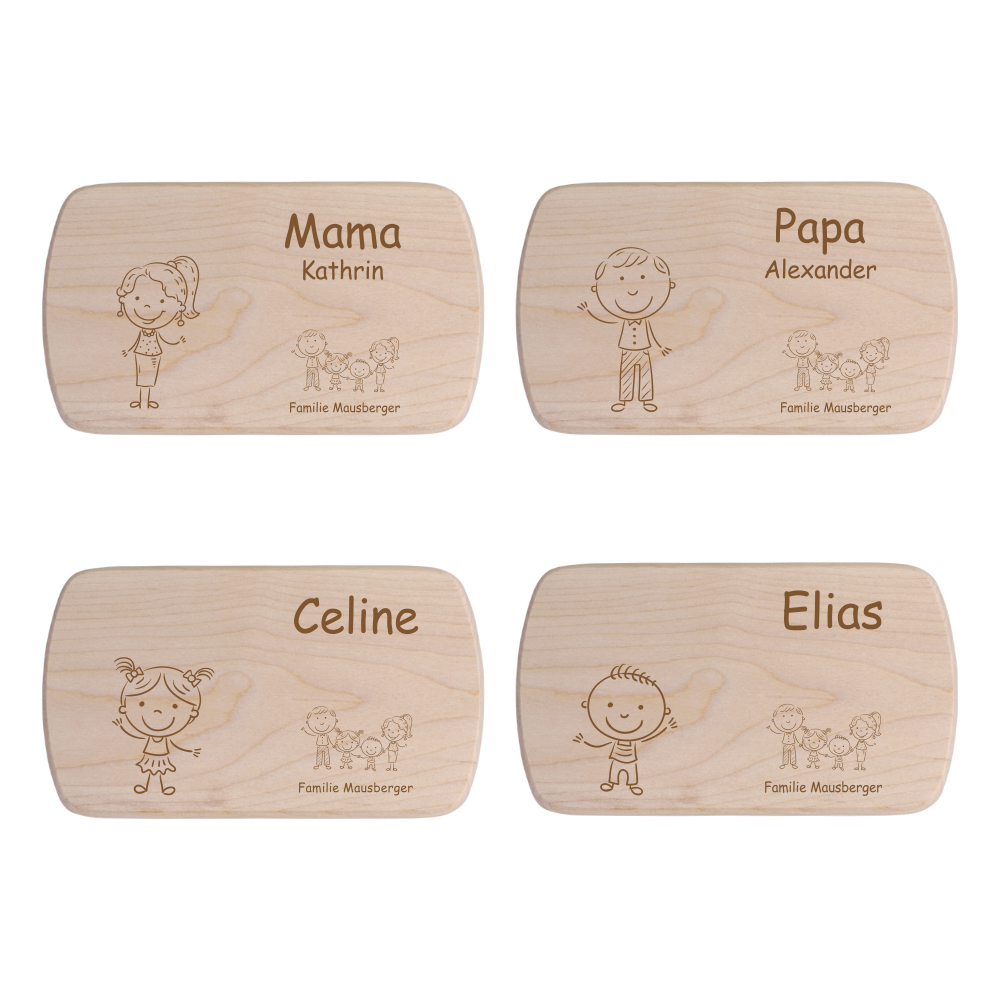 Personalisiertes Frühstücksbrettchen für die Familie von Trendgravur