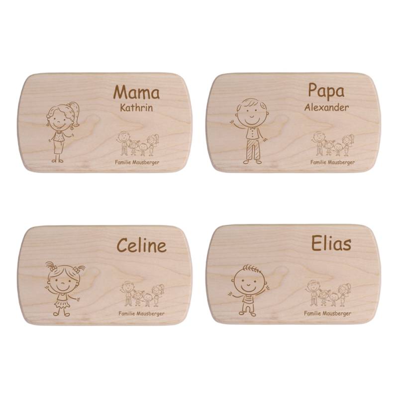 Personalisiertes Frühstücksbrettchen für die Familie von Trendgravur