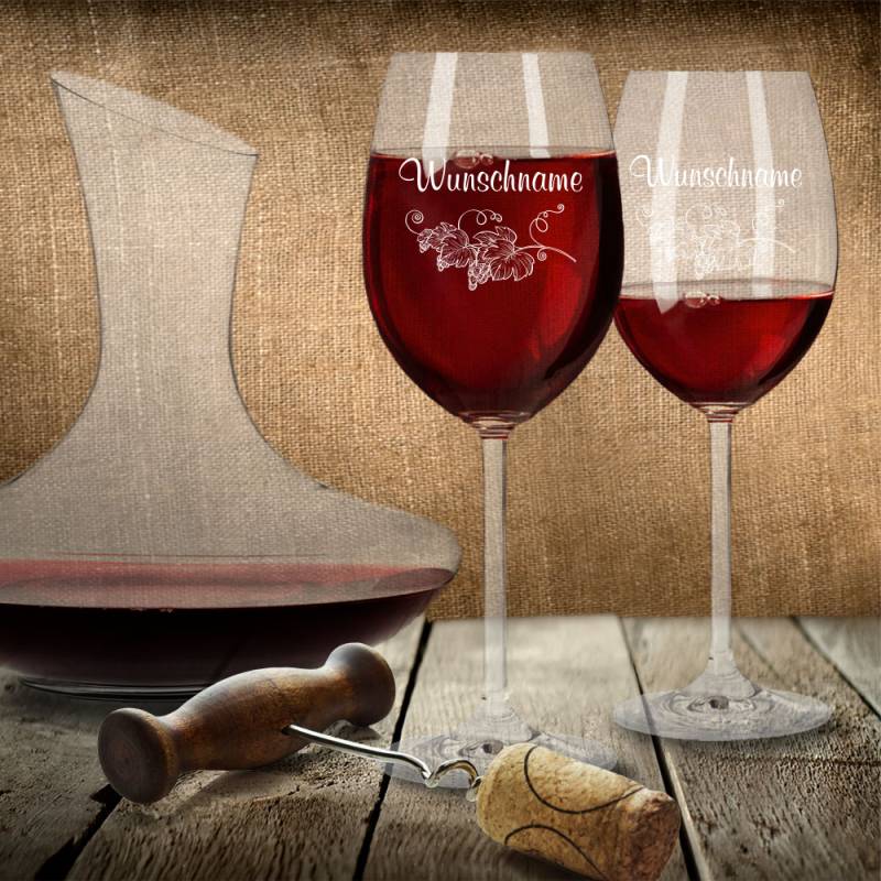 Personalisiertes Leonardo Geschenk-Set Rotwein mit Weinkaraffe -... von Trendgravur