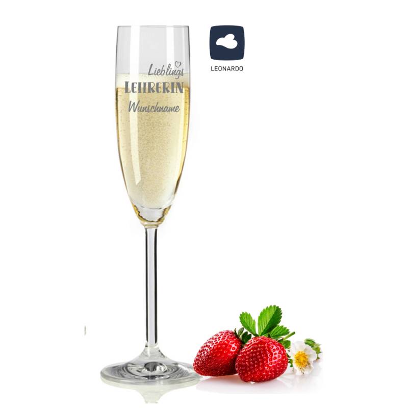 Personalisiertes Sektglas Lieblingslehrerin mit  Wunschnamen von Trendgravur