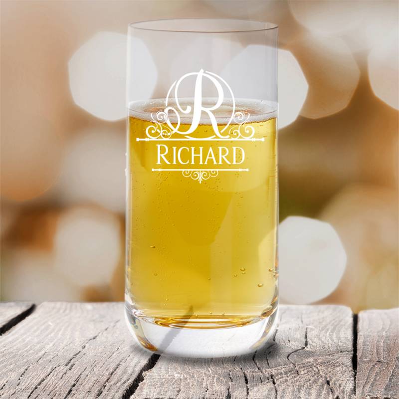 Personalisiertes Trinkglas von Leonardo mit Monogramm von Trendgravur