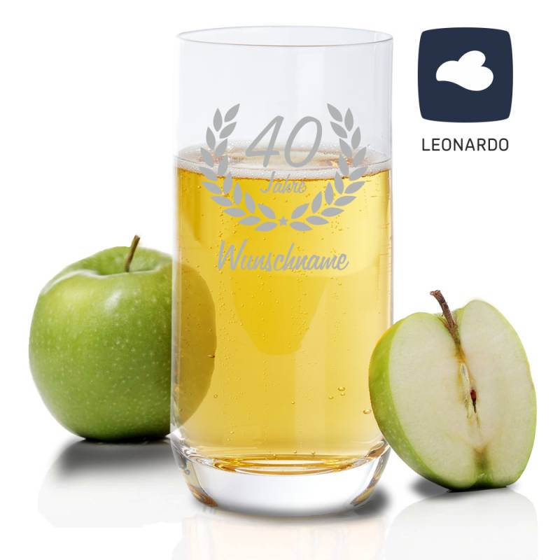 Personalisiertes Trinkglas von Leonardo zum 40. Geburtstag von Trendgravur