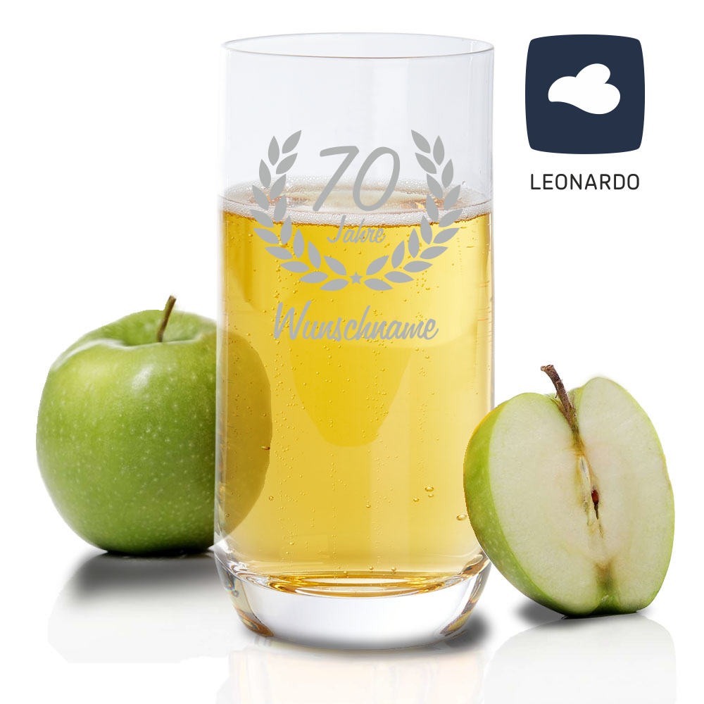 Personalisiertes Trinkglas von Leonardo zum 70. Geburtstag von Trendgravur