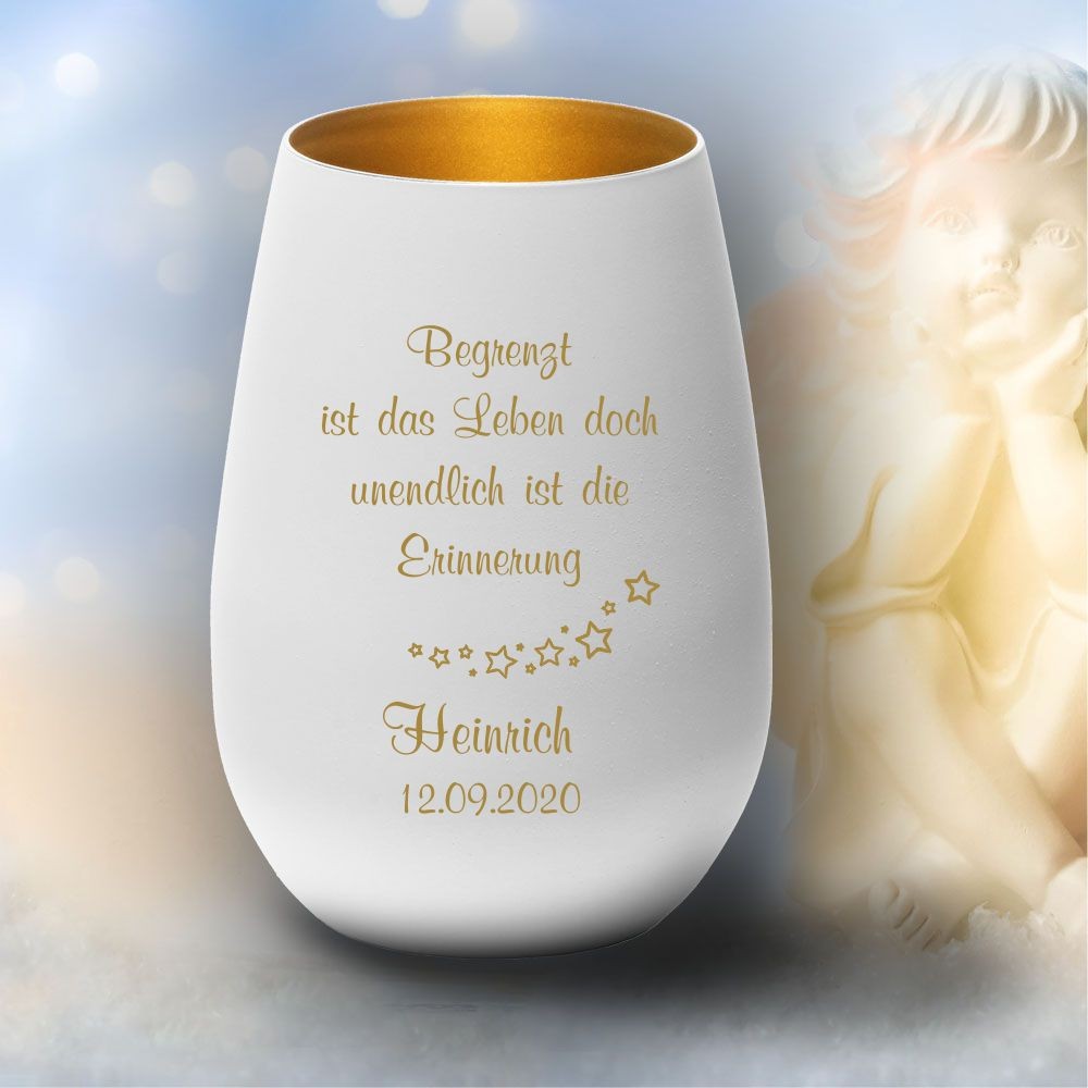 Personalisiertes Windlicht Erinnerungslicht -Begrenzt ist das Leben von Trendgravur