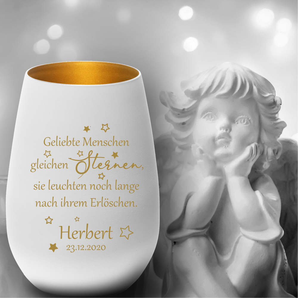 Personalisiertes Windlicht Erinnerungslicht - Geliebte Menschen... von Trendgravur