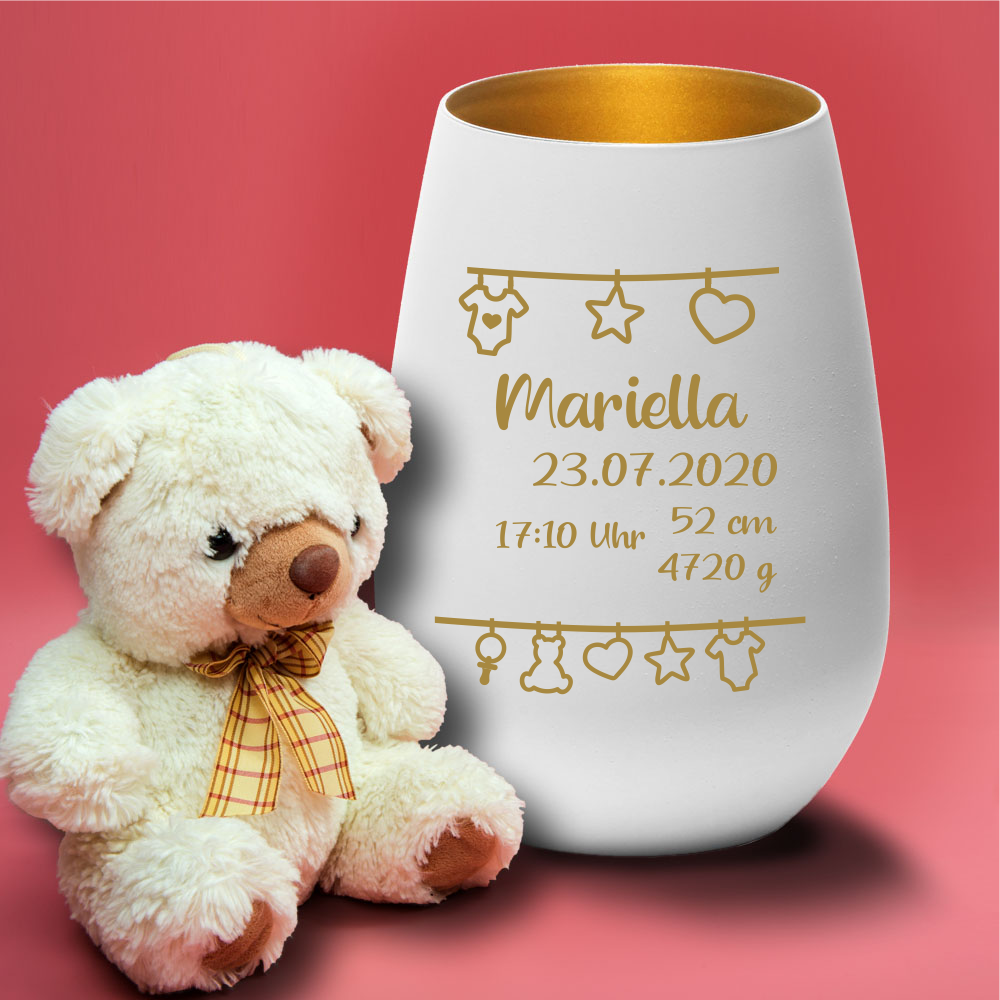 Personalisiertes Windlicht zur Geburt von Trendgravur