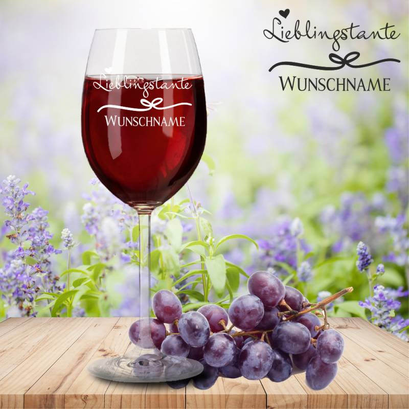 Rotweinglas von Leonardo Lieblingstante mit Namensgravur von Trendgravur