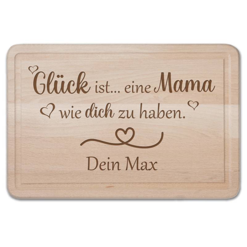 Schneidebrett Glück ist eine Mama.... mit Wunschnamen von Trendgravur