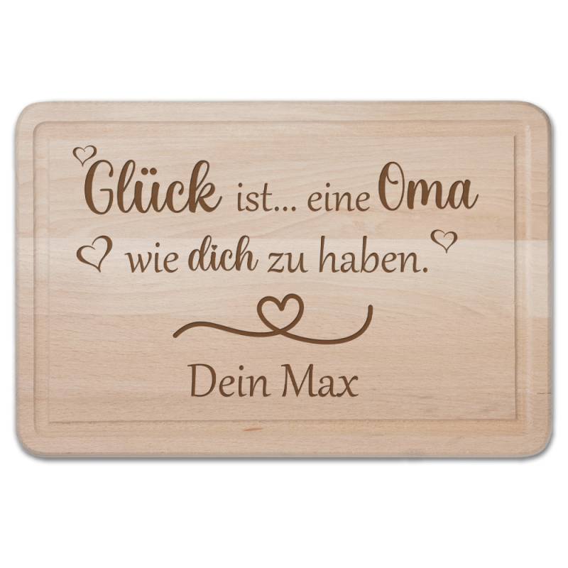 Schneidebrett Glück ist eine Oma.... mit Wunschnamen von Trendgravur