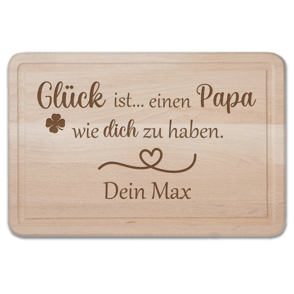 Schneidebrett Glück ist einen Papa.... mit Wunschnamen von Trendgravur