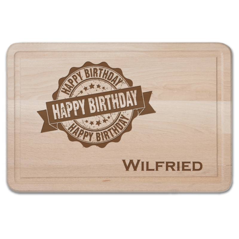 Schneidebrett mit Gravur - Happy Birthday von Trendgravur