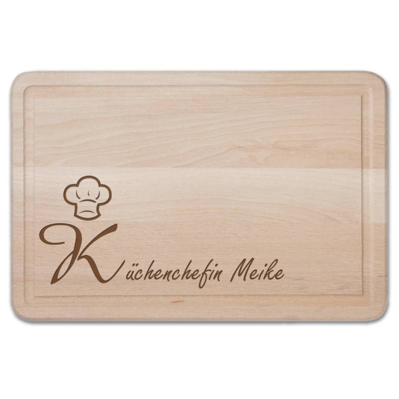Schneidebrett mit Gravur - Küchenchefin von Trendgravur