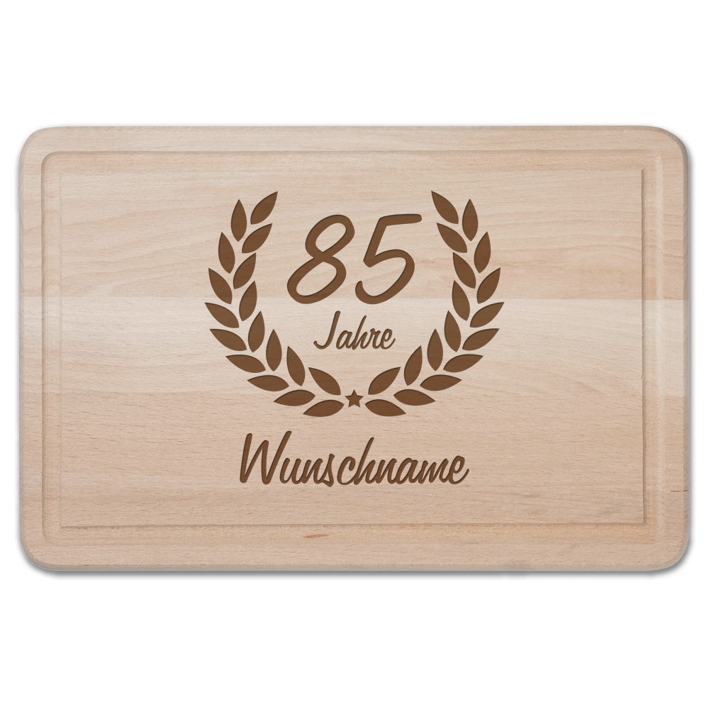 Schneidebrett mit Gravur - Zum 85. Geburtstag Ehrenranke von Trendgravur