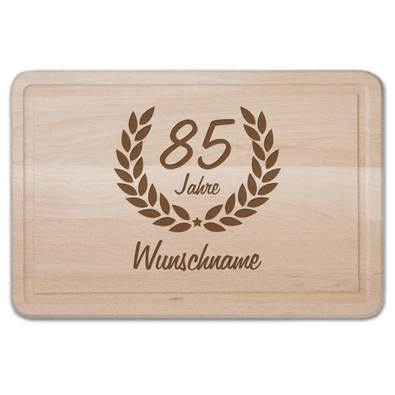 Schneidebrett mit Gravur - Zum 85. Geburtstag Ehrenranke von Trendgravur