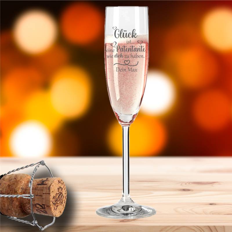 Sektglas von Leonardo Glück ist eine Patentante von Trendgravur