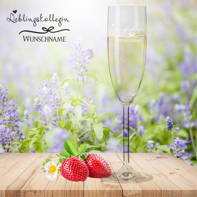 Sektglas von Leonardo Lieblingskollegin mit Namensgravur von Trendgravur