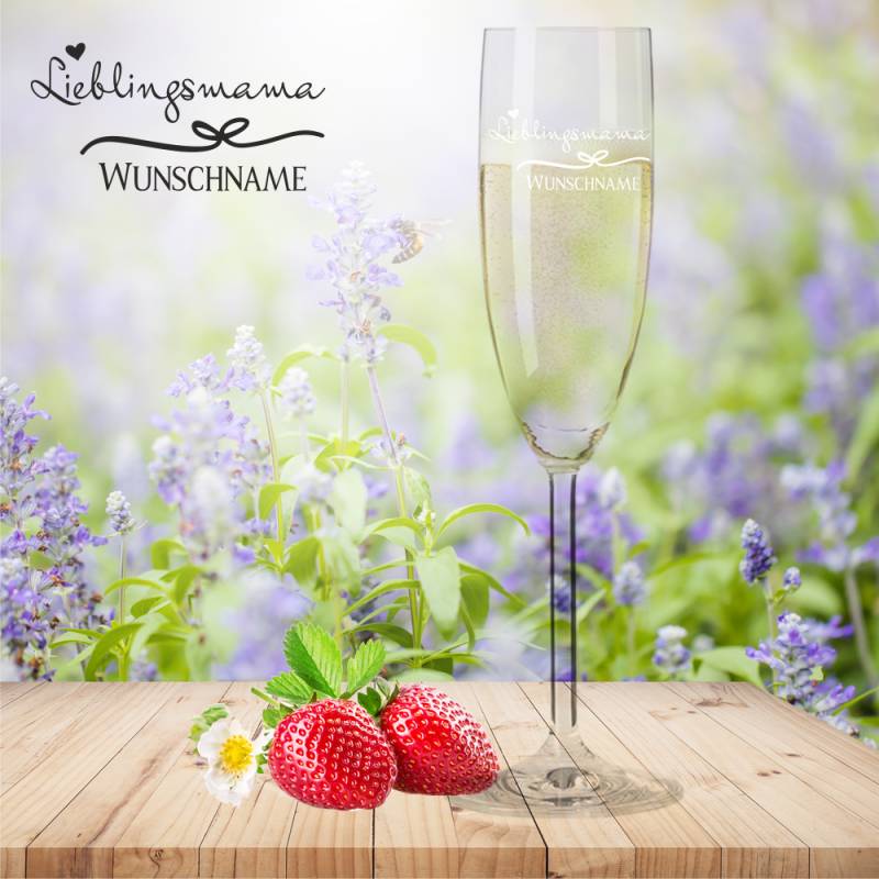Sektglas von Leonardo Lieblingsmama mit Namensgravur von Trendgravur