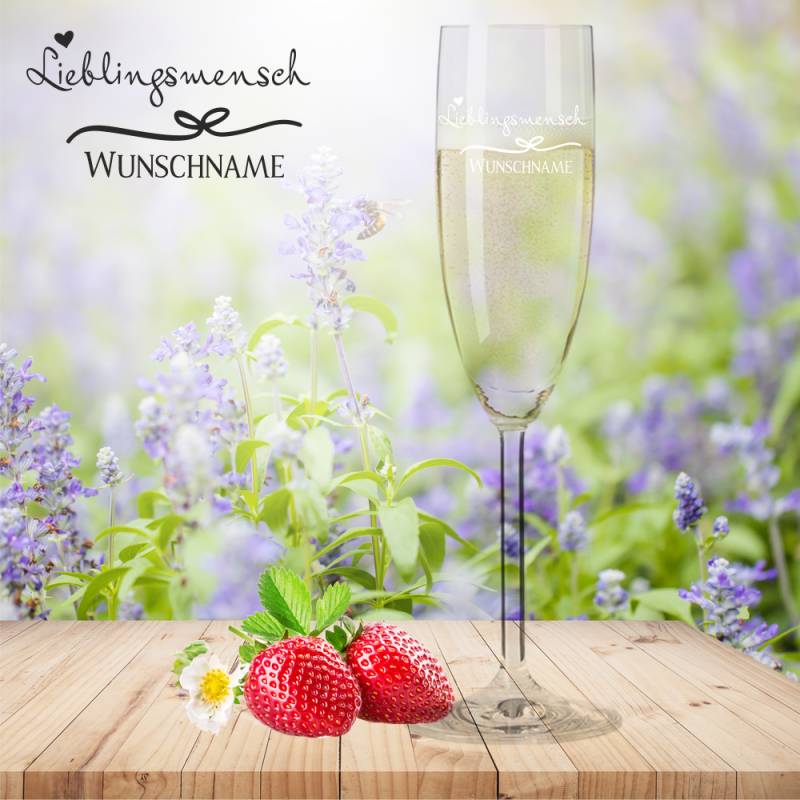 Sektglas von Leonardo Lieblingsmensch mit Namensgravur von Trendgravur