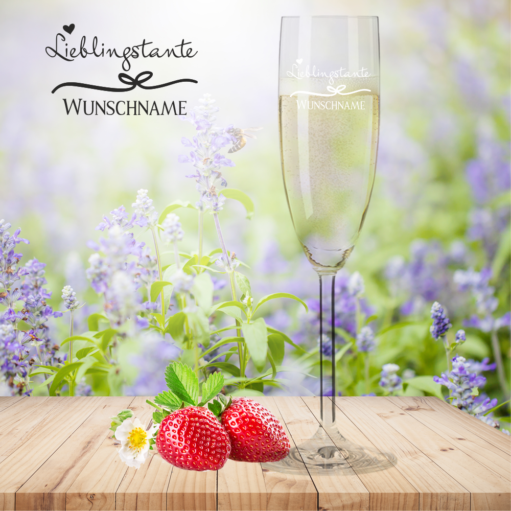 Sektglas von Leonardo Lieblingstante mit Namensgravur von Trendgravur