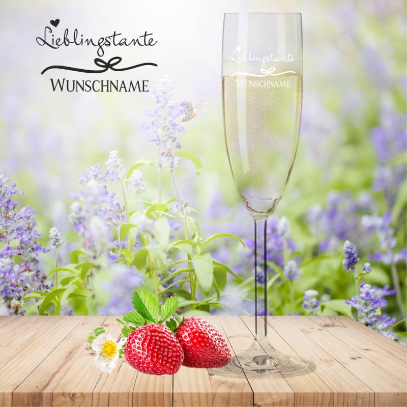 Sektglas von Leonardo Lieblingstante mit Namensgravur von Trendgravur