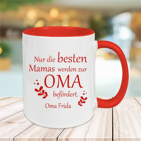 Tasse Nur die besten Mamas werden zum Oma befördert mit Wunschgravur von Trendgravur