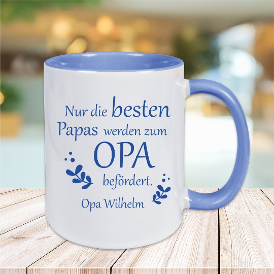Tasse Nur die besten Papas werden zum Opa befördert mit Wunschgravur von Trendgravur