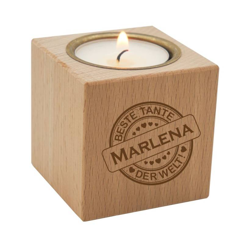 Teelichthalter mit Gravur klein- Beste Tante von Trendgravur