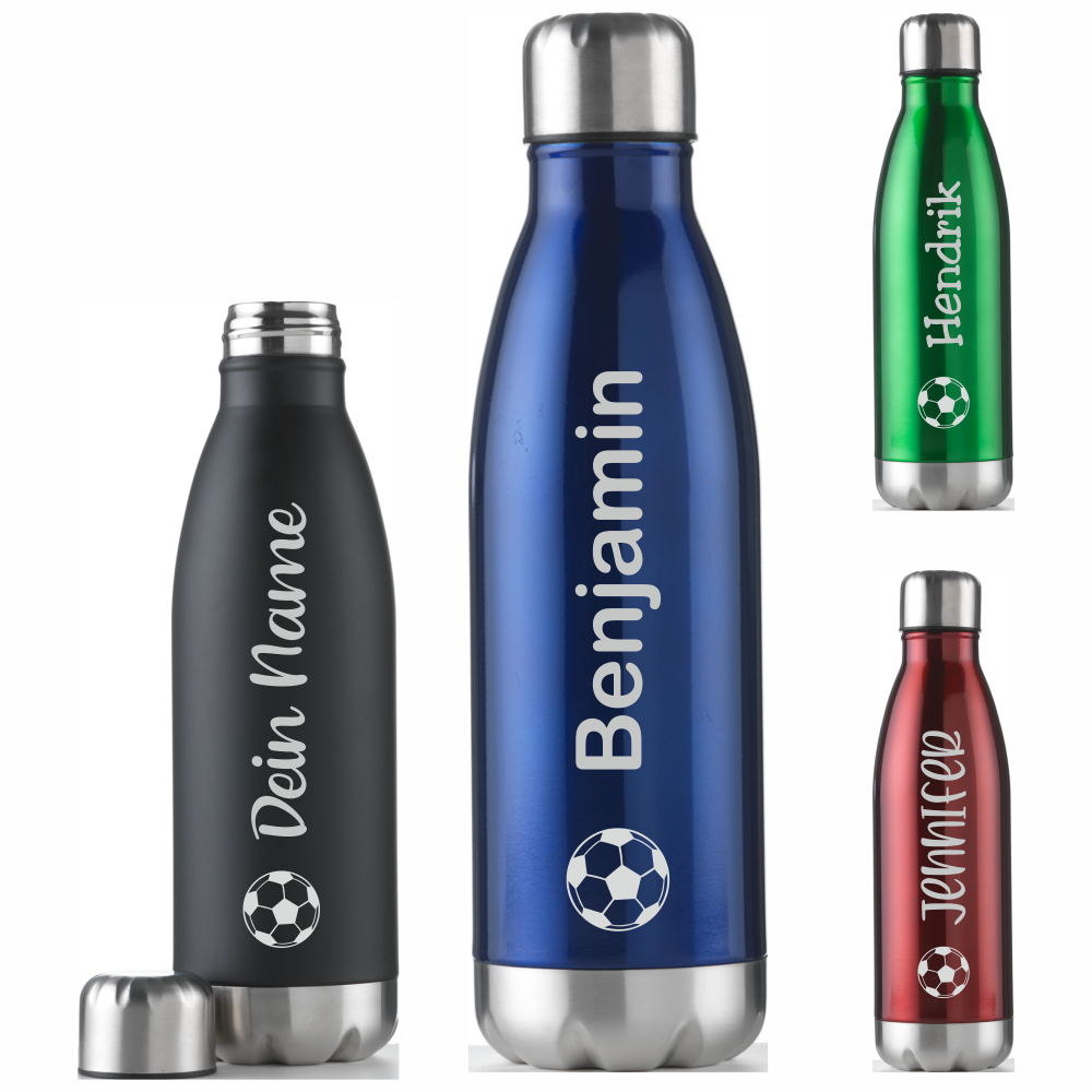 Trinkflasche 500 ml - Dein Name Fußball von Trendgravur