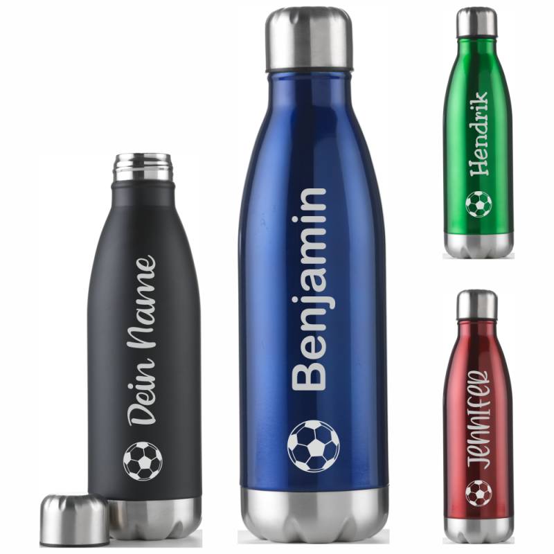 Trinkflasche 500 ml - Dein Name Fußball von Trendgravur