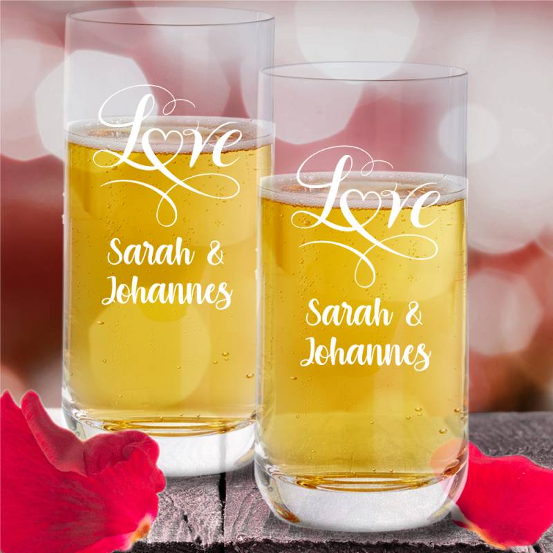 Trinkgläser von Leonardo Partner-Set Love mit Namensgravur von Trendgravur