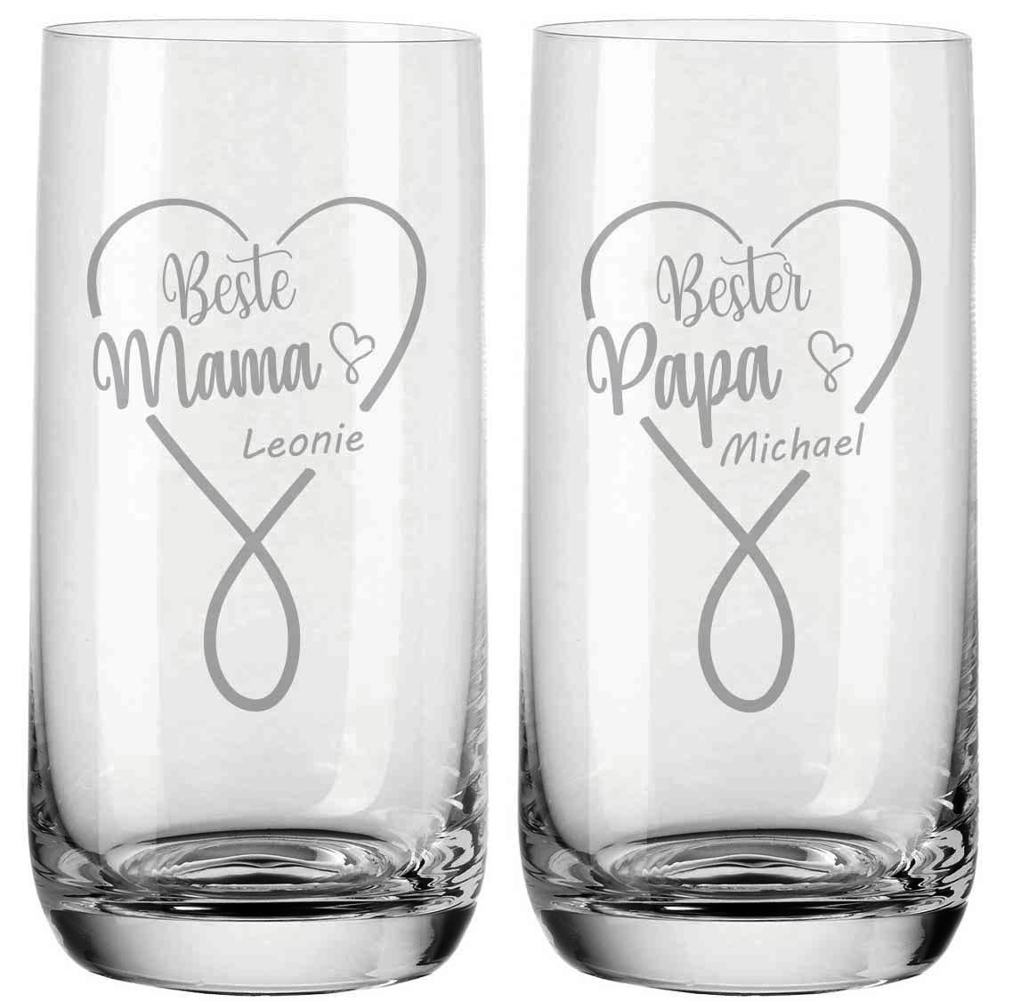 Trinkgläser von Leonardo mit deiner Wunschgravur - Infinity Mama... von Trendgravur