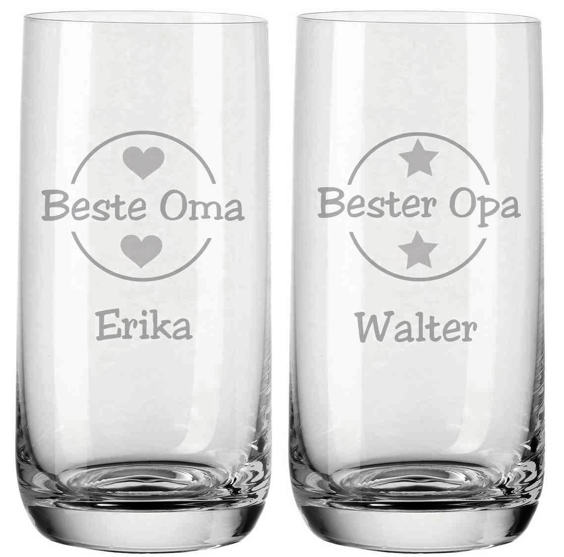 Trinkgläser  von Leonardo mit deiner Wunschgravur - Oma und Opa von Trendgravur