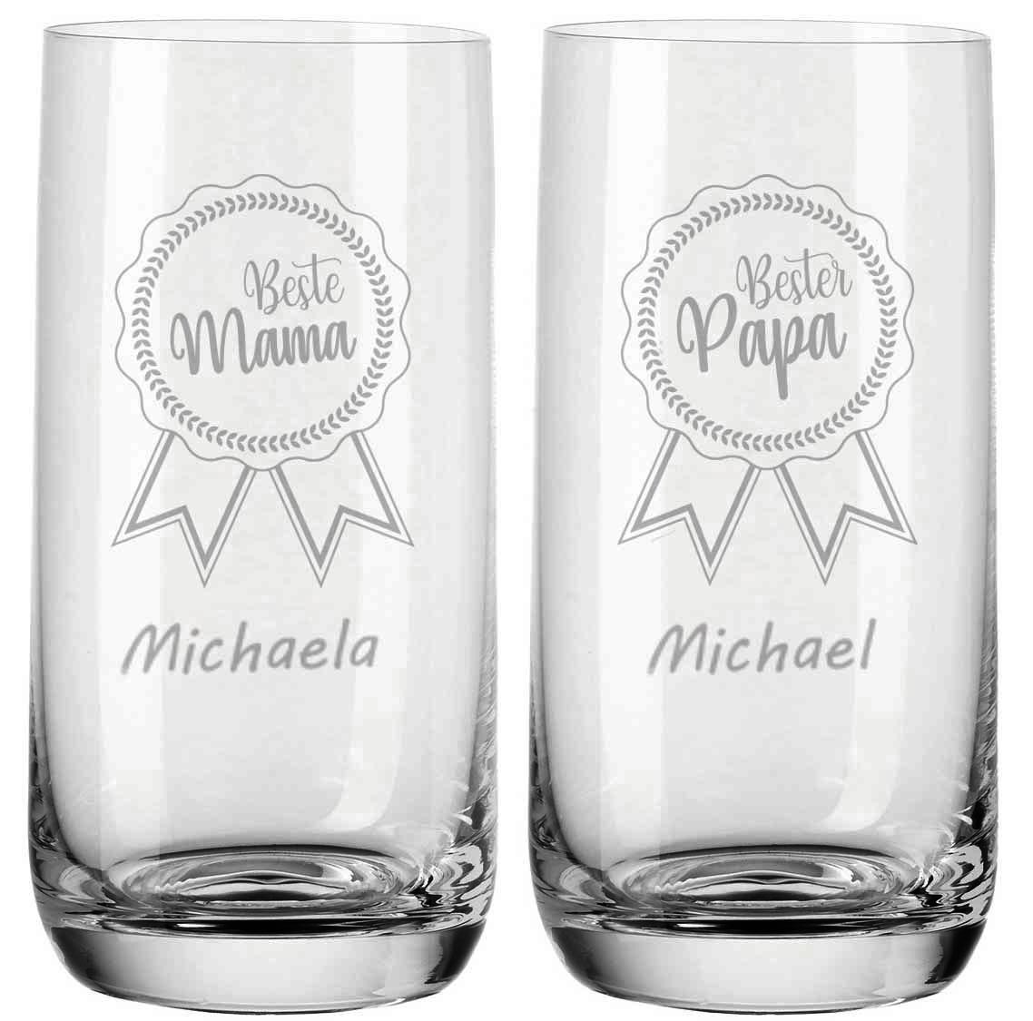 Trinkgläser von Leonardo mit deiner Wunschgravur - Schleife Mama... von Trendgravur