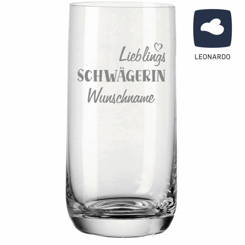 Trinkglas mit Gravur Lieblings-Schwägerin von Trendgravur