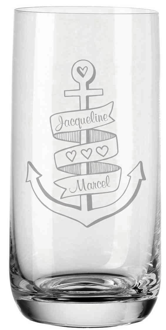 Trinkglas von Leonardo mit deiner Wunschgravur - Anker von Trendgravur