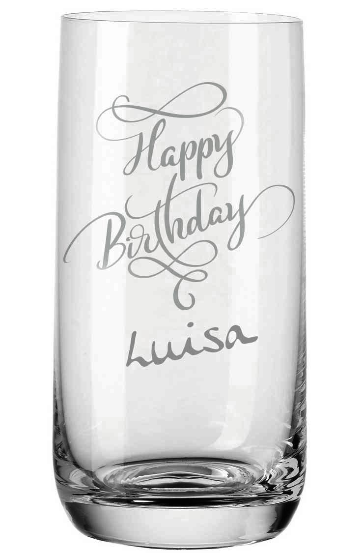 Trinkglas von Leonardo mit deiner Wunschgravur - Happy Birthday von Trendgravur