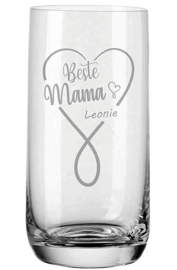 Trinkglas von Leonardo mit deiner Wunschgravur - Infinity Beste Mama von Trendgravur