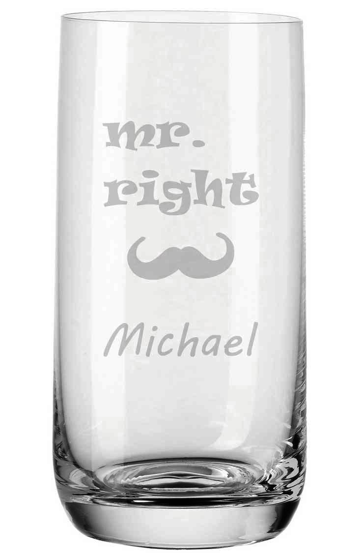 Trinkglas von Leonardo mit deiner Wunschgravur - Mr. Right von Trendgravur