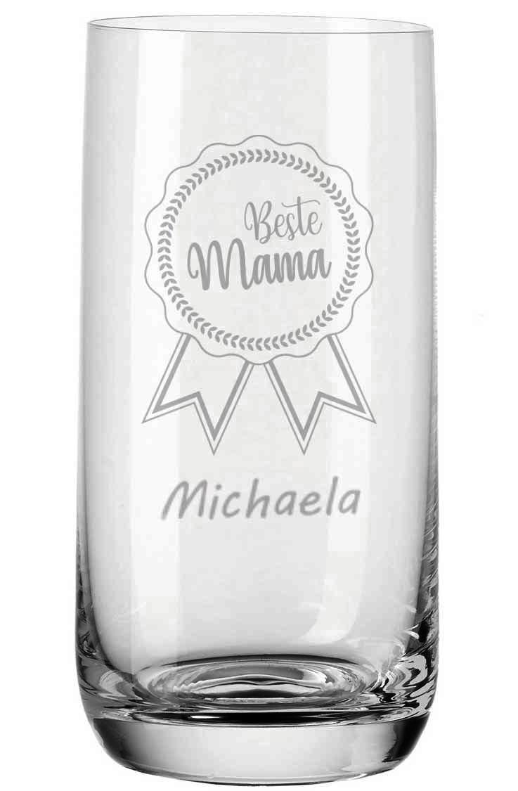 Trinkglas von Leonardo mit deiner Wunschgravur - Schleife Beste Mama von Trendgravur