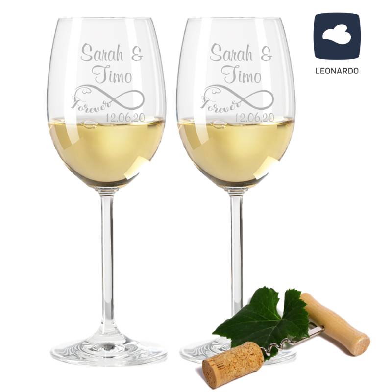 Weißwein-Set Leonardo mit Gravur Infinity von Trendgravur