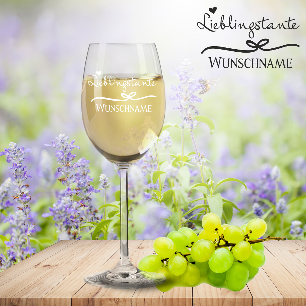 Weißweinglas von Leonardo Lieblingstante mit Namensgravur von Trendgravur