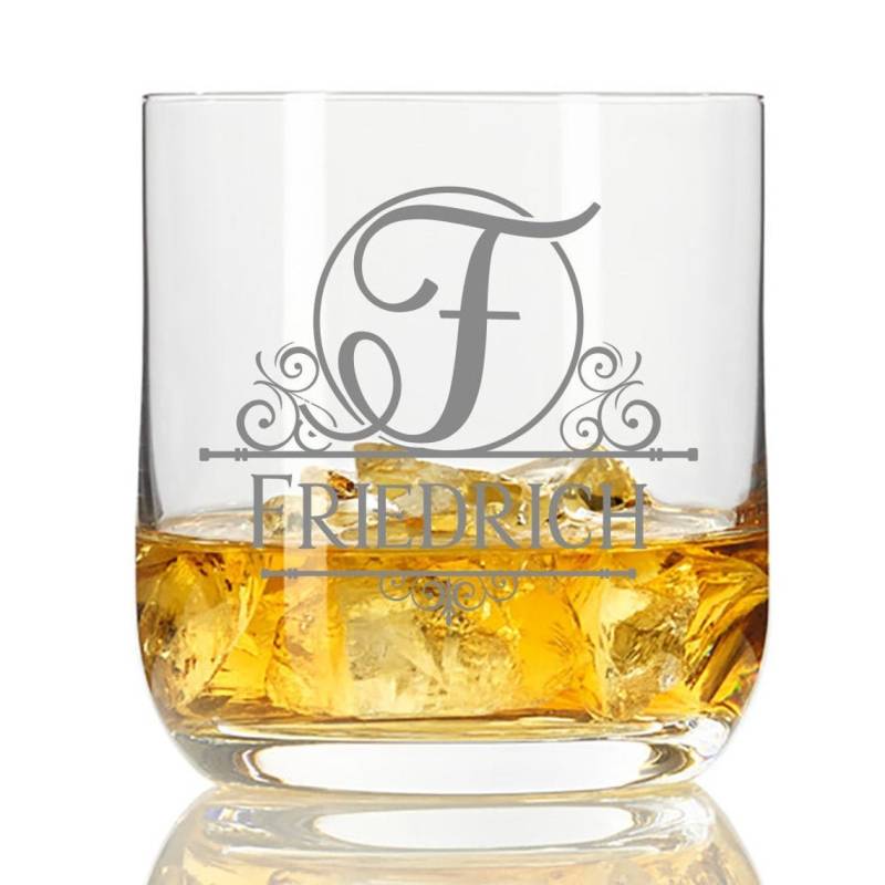 Whisky-Glas mit Gravur Monogramm A bis Z von Trendgravur