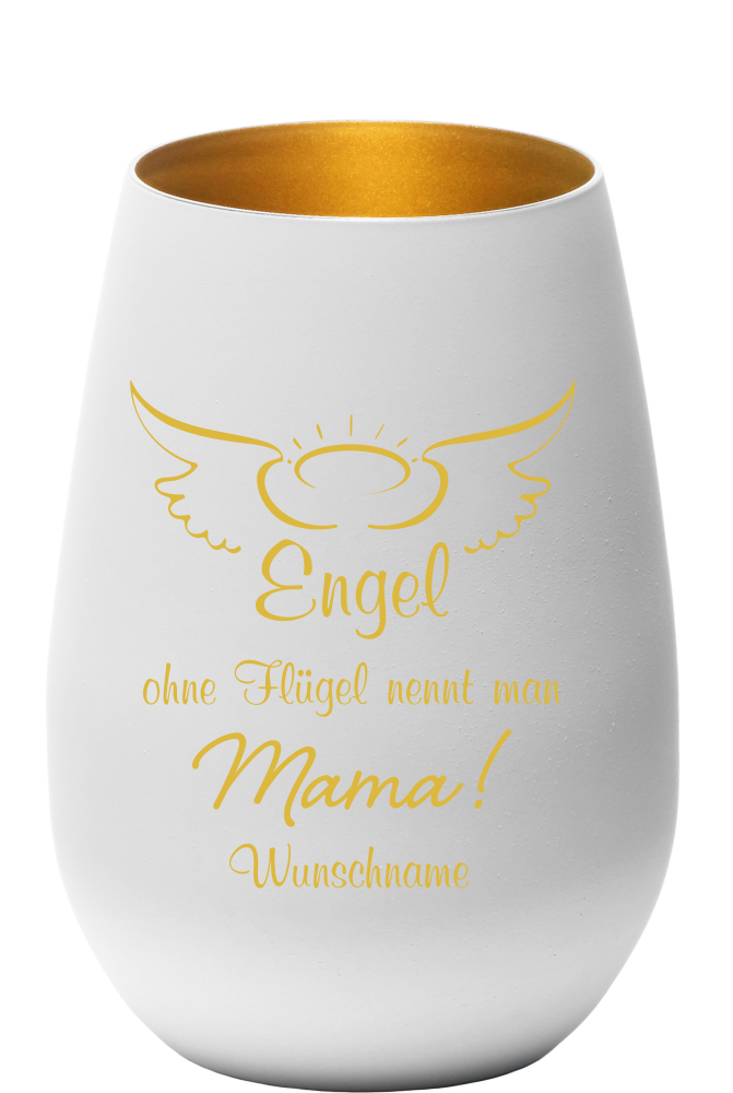 Windlicht mit Gravur Engel ohne Flügel nennt man Mama von Trendgravur