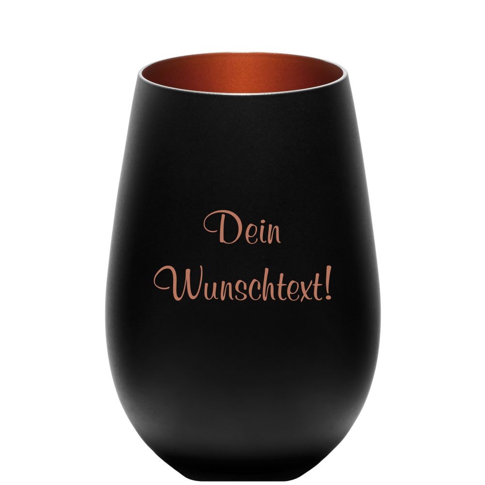 Windlicht mit Gravur schwarz-bronze Wunschtext von Trendgravur