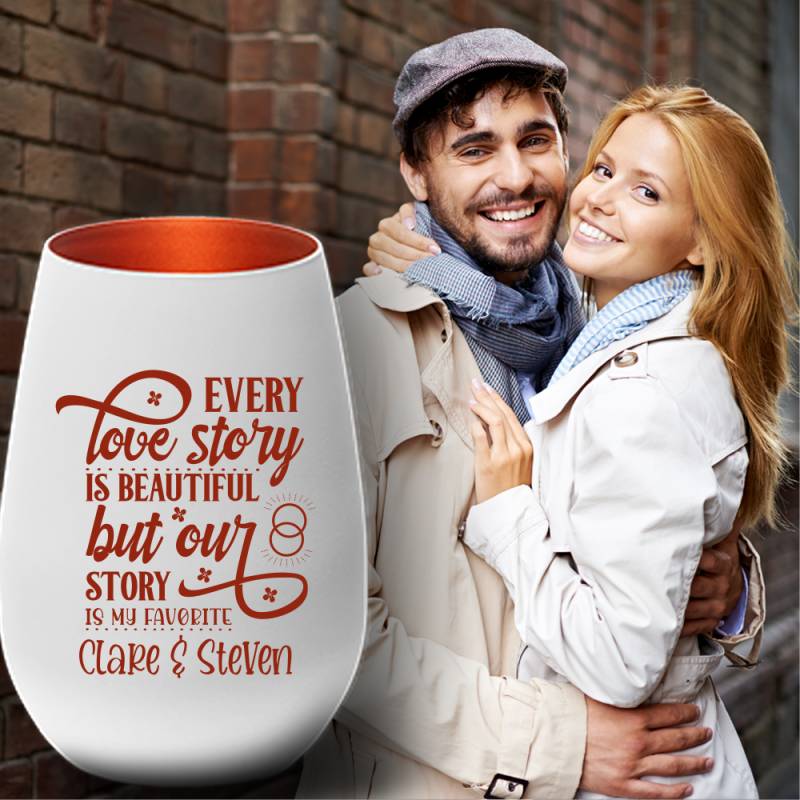 Windlicht zum Valentinstag - Lovestory - mit Deinen Wunschnamen von Trendgravur