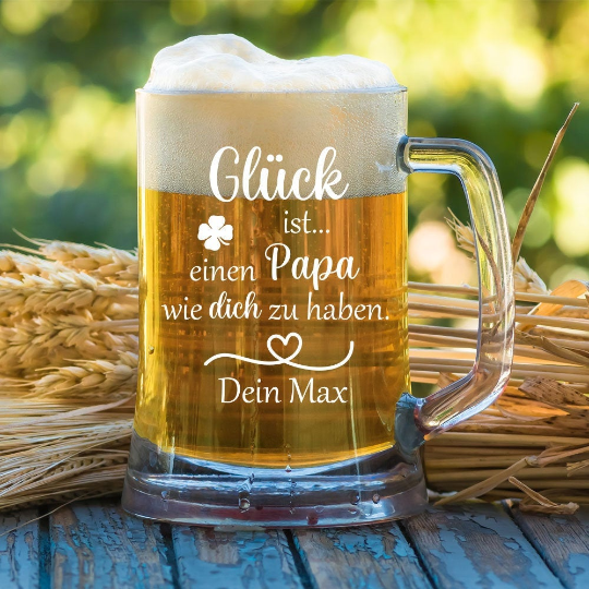 personalisierter Bierkrug  Glück ist einen Papa von Trendgravur