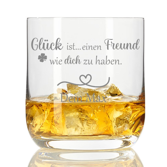 personalisiertes Whiskyglas Glück ist einen Freund wie dich zu... von Trendgravur